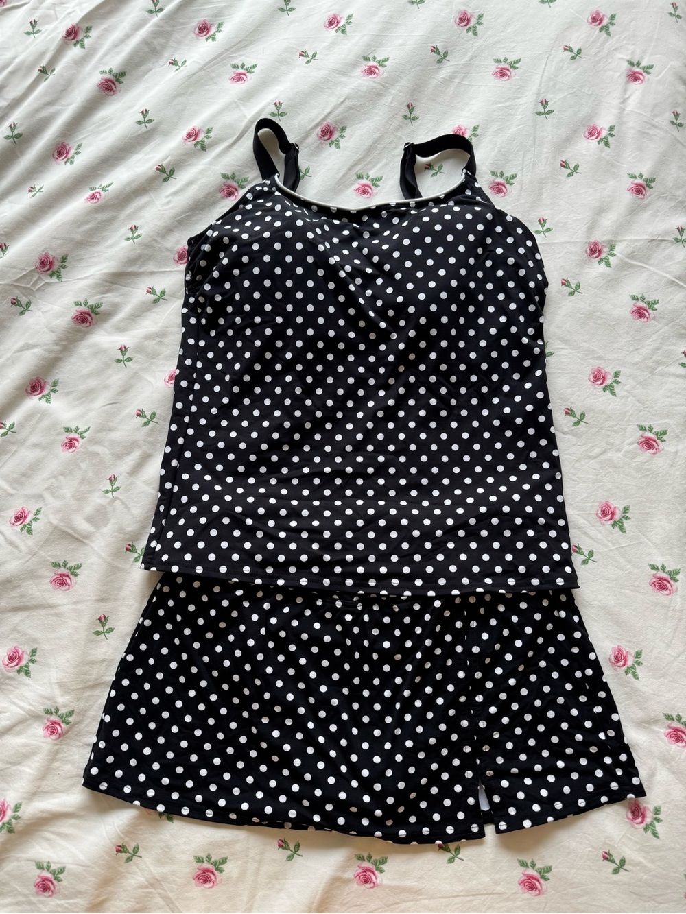 Lands End Polka Dot Tankini Set - top 8DDD bottom 8